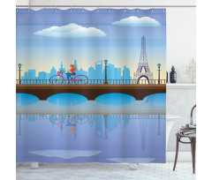 Eiffel Tower Cartoon Art Shower Curtain