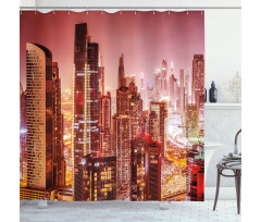 Dubai Night Cityscape Shower Curtain