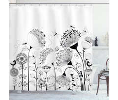Blooming Flower Bee Shower Curtain