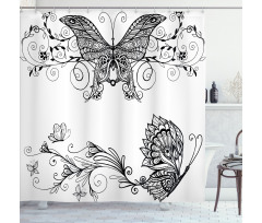 Butterfly Floral Shower Curtain