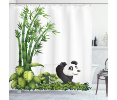 Panda Bear Bamboo Shower Curtain