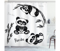 Hand Drawn Panda Poses Shower Curtain