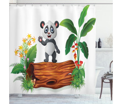 Baby Panda Posing Shower Curtain