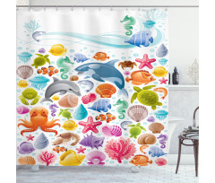Ocean Fauna Design Shower Curtain