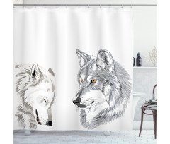 Sketchy Portraits Wildlife Shower Curtain