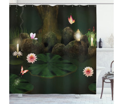 Mystic Forest with Candle Shower Curtain