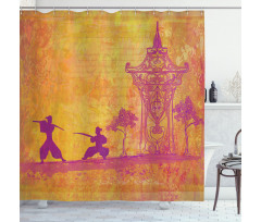 Ninjas Asian Landscape Shower Curtain