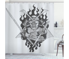 Ghost Ninja Fire Oriental Shower Curtain