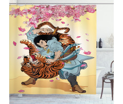 Samurai and Tiger Shower Curtain