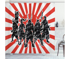 Samurai Ninja Retro Shower Curtain