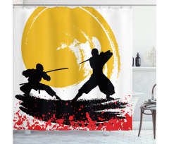 Watercolor Style Ninja Shower Curtain