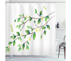 Flower and Dragonflies Shower Curtain