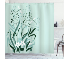 Dragonflies Wild Grass Shower Curtain