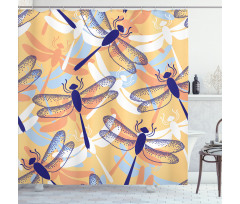 Dragonfly Pattern Boho Shower Curtain