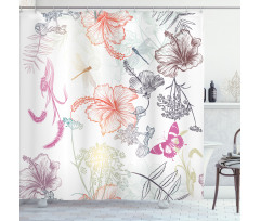 Hibiscus Moth Ornate Shower Curtain