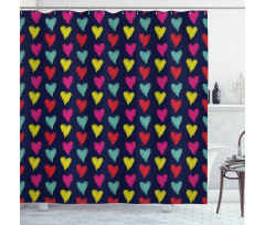 Hearts Love Happy Shower Curtain