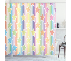 Star Rainbow Stripes Shower Curtain