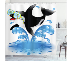 Whale with Sunglasses Shower Curtain