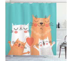 Kitty Couple Happy Shower Curtain