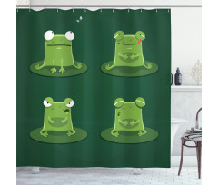 Frogs in Pond Lily Pad Shower Curtain