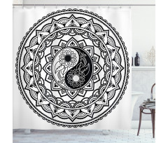 Eastern Blossom Yin Yang Shower Curtain