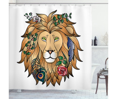 Lion with Flower Shower Curtain
