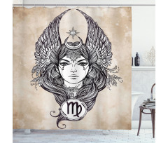 Hand Drawn Astrological Shower Curtain