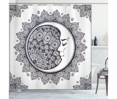 Boho Star Moon Mandala Shower Curtain