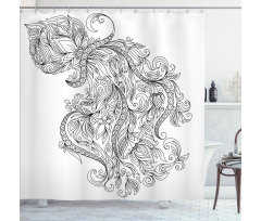 Floral Astrology Aquarius Shower Curtain