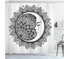 Mandala Moon Bohemian Shower Curtain