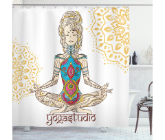 Meditating Girl Mandala Shower Curtain