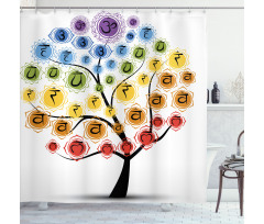 Yoga Tree with Chakras Shower Curtain