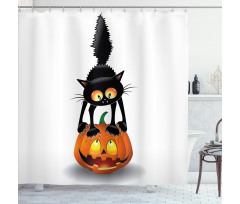 Cartoon Animal on Pumpkin Shower Curtain