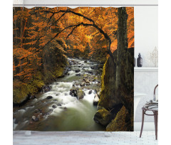 River with Rocks Forest Lush Shower Curtain