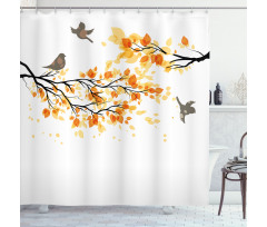 Flying Birds and Leaves Shower Curtain