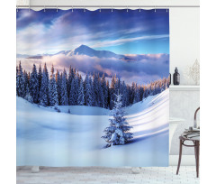Mountain Peaks Snowy Shower Curtain