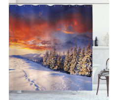 Mountains Pine Trees Shower Curtain