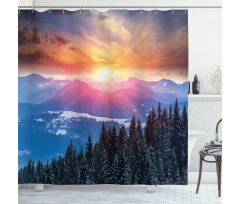 Sunset in Mountains Shower Curtain