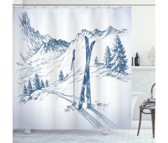 Ski Sport Mountain View Shower Curtain