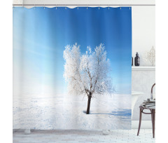 Snow Covered Alone Tree Shower Curtain