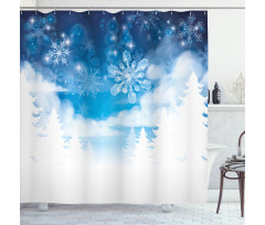 Snowflakes and Stars Shower Curtain