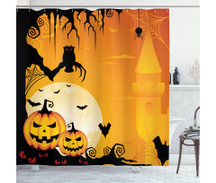 Spooky Pumkins Owl Art Shower Curtain