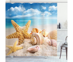 Shells on Tropic Beach Shower Curtain