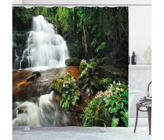 Jungle Trees and Waterfall Shower Curtain