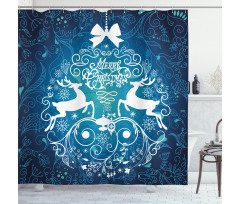 Deer and Floral Ornaments Shower Curtain