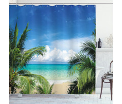 Tropical Sea Palms Sunny Day Shower Curtain