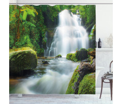 Watercolor Stream Jungle Shower Curtain