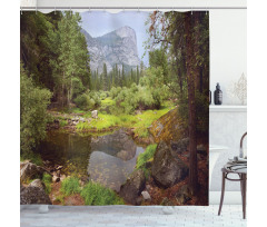 Spring Forest Mountain Shower Curtain