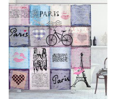Eiffel Tower Love Letter Shower Curtain