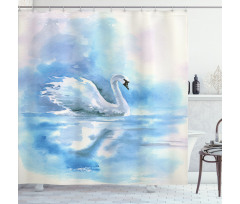 Swan in Hazy River Art Shower Curtain